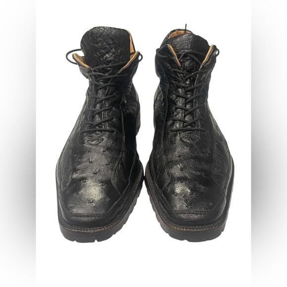 Belvedere Genuine Black Ostrich Casual Shoes MensSize 10